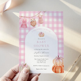 Rosa Pumpkin Flicka Shower Arch Inbjudningar