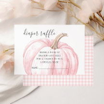 Rosa Pumpkin Flicka Shower Diaper Raffle Cards