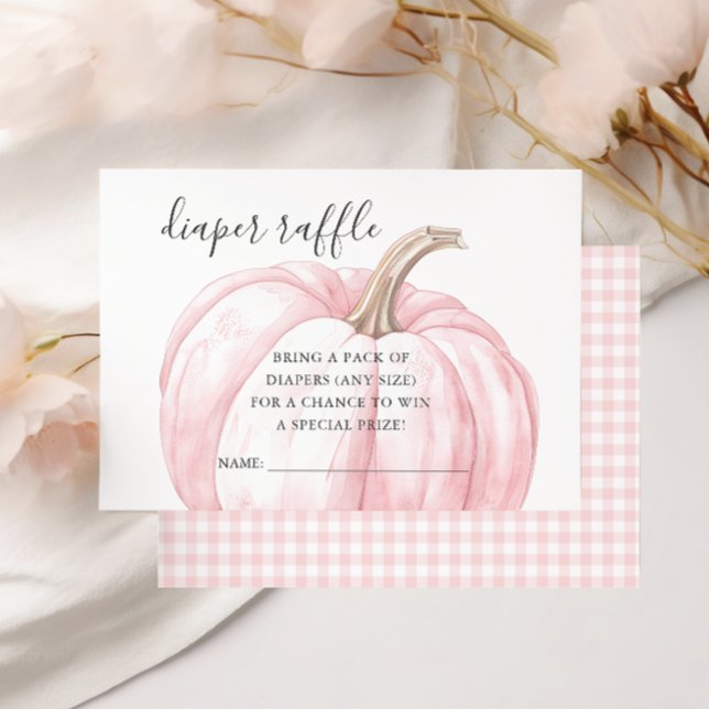 Rosa Pumpkin Flicka Shower Diaper Raffle Cards OSA Kort (Skapare uppladdad)