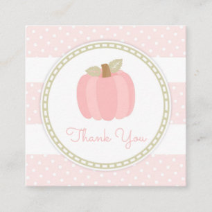 Rosa Pumpkin Flicka Shower Preppy Rand Dots Fyrkantigt Visitkort