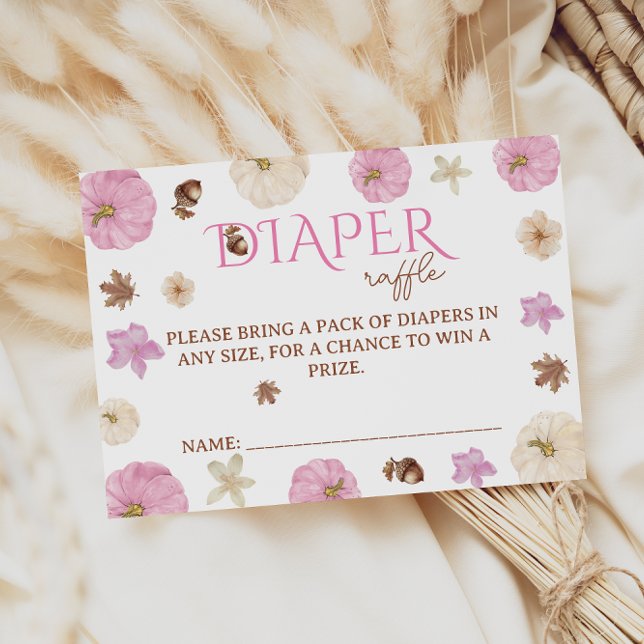 Rosa Pumpkin Flowers Baby Shower Diaper Raffle Tilläggskort (Skapare uppladdad)