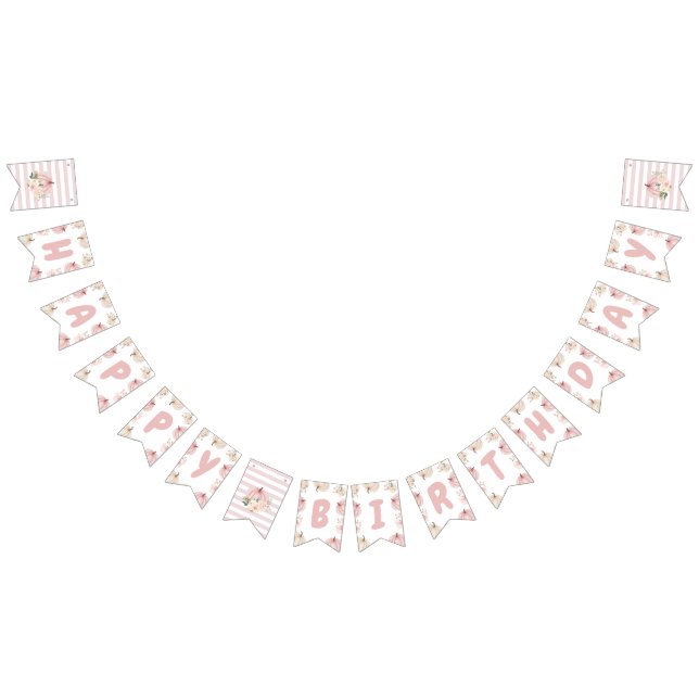Rosa Pumpkin Födelsedagsfest Banner Vimplar (Alla)