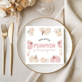 Rosa Pumpkin Första födelsedag Napkin Pappersservett