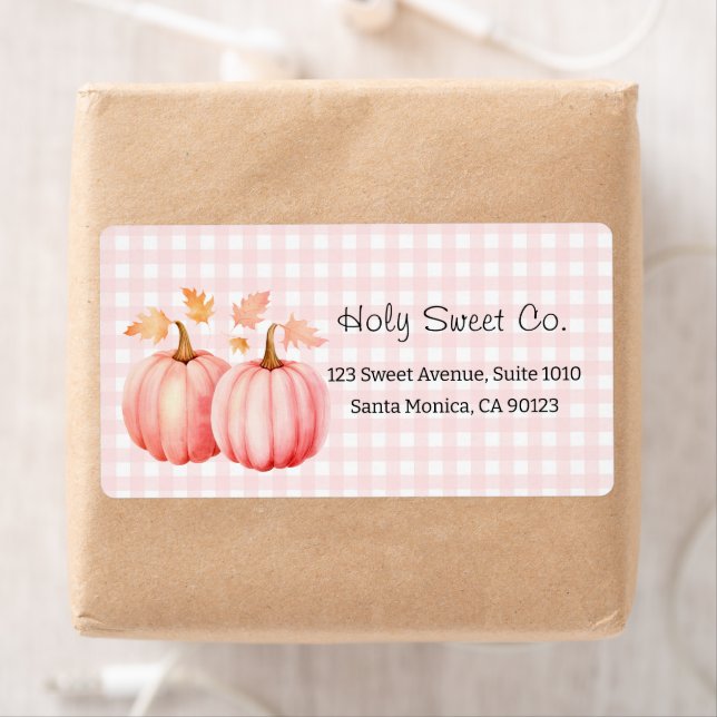 Rosa Pumpkin Gingham Bakery Shipping Fraktsedel (Insitu)