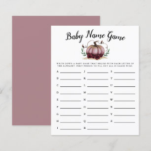 Rosa Pumpkin Girl Baby Namn Shower Game