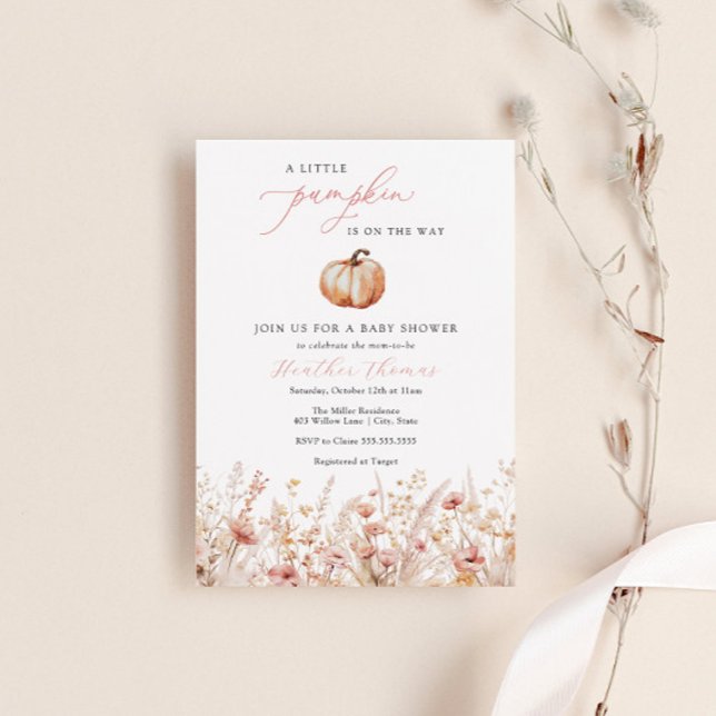 Rosa Pumpkin Girl Baby Shower-inbjudan Inbjudningar (Skapare uppladdad)