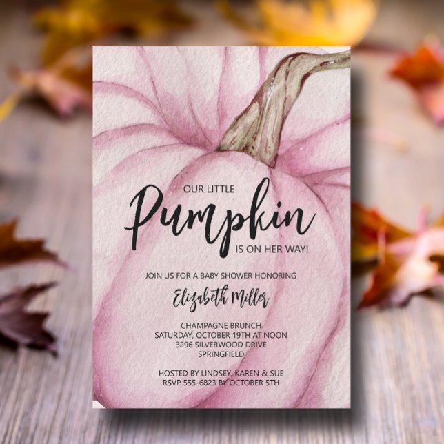 Rosa Pumpkin Girl Baby Shower Inbjudningar (Skapare uppladdad)