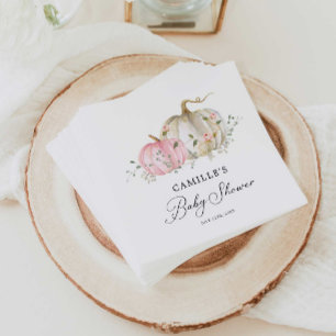 Rosa Pumpkin Girl Baby Shower Papper Pappersservett