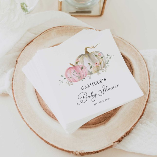 Rosa Pumpkin Girl Baby Shower Papper Pappersservett (Skapare uppladdad)