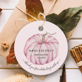 Rosa Pumpkin Girl Baby Shower Tack Gåvor Etiketter