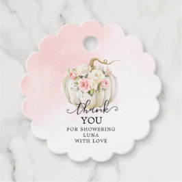 Rosa Pumpkin Girl Baby Shower Tack Gåvor Etiketter