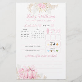 Rosa Pumpkin Girl Blommigt Bow Baby Shower Game