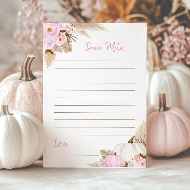 Rosa Pumpkin Girl Time Capsule Note Message Card Tack Kort (Skapare uppladdad)