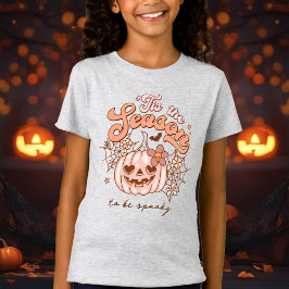 Rosa Pumpkin Halloween Retro Hippie Namn Girls' T Shirt