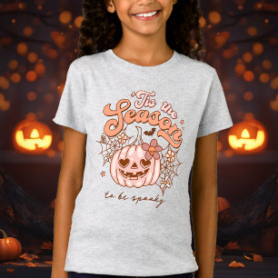 Rosa Pumpkin Halloween Retro Hippie Namn Girls' T Shirt
