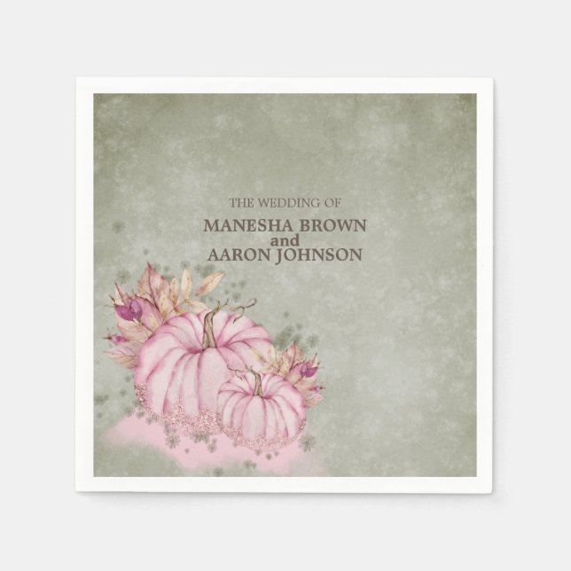 ROSA Pumpkin Harvest - Bröllop Cocktail Napkin Pappersservett (Framsidan)