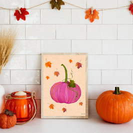 Rosa Pumpkin Höst löv Poster
