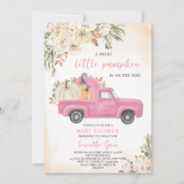 Rosa Pumpkin Lastbil Baby Shower Inbjudningar