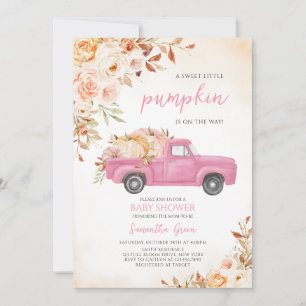 Rosa Pumpkin Lastbil Baby Shower Inbjudningar