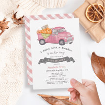 Rosa Pumpkin Lastbil Gingham Girl Baby Shower
