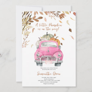 Rosa Pumpkin Lastbil Girl Baby Shower Inbjudningar