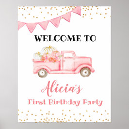 Rosa pumpkin lastbil välkomstskylt poster