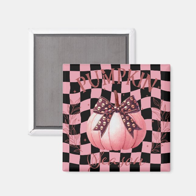 Rosa Pumpkin med Bow Magnet (Front/Back)