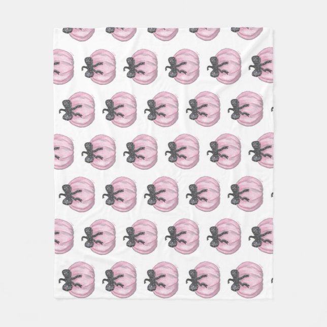 Rosa Pumpkin med svart båge Fleecefilt (Framsidan)