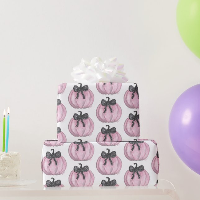 Rosa Pumpkin med svart båge Presentpapper (Festgåvor)