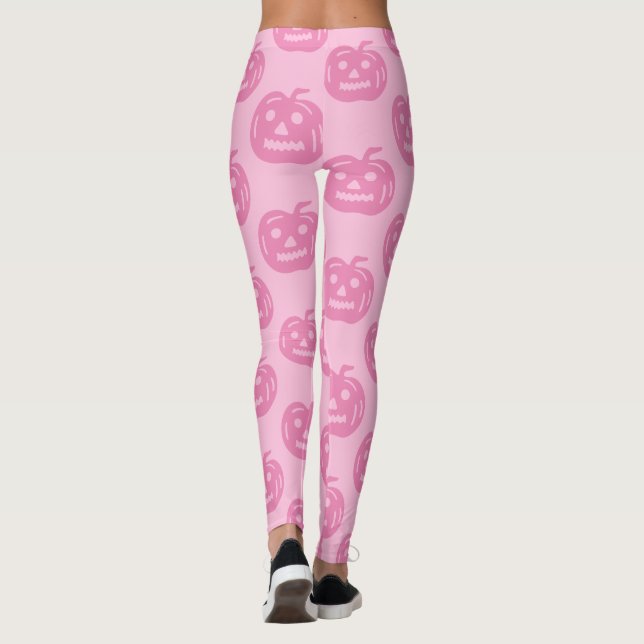 Rosa Pumpkin Mönster Halloween Costume Womens Leggings (Baksida)