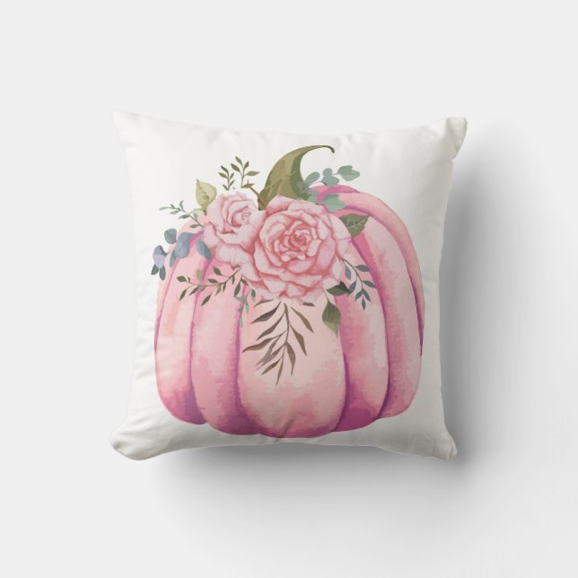  Rosa Pumpkin och Ro Girly Fall Decor Kudde (Framsida)