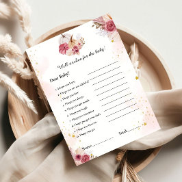 Rosa Pumpkin önskemål för babyduschspelet Card Inbjudningar