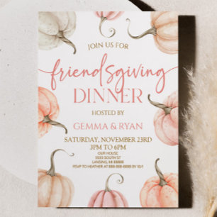 Rosa Pumpkin Thanksgiving Friendsgiving Middag Inbjudningar
