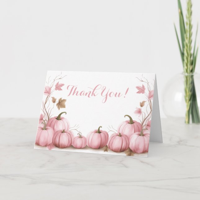 Rosa Pumpkin Theme Baby Shower Tack Kort (Framsida)