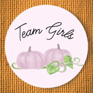 Rosa pumpkin twin gender avslöjar Team Girl Runt Klistermärke