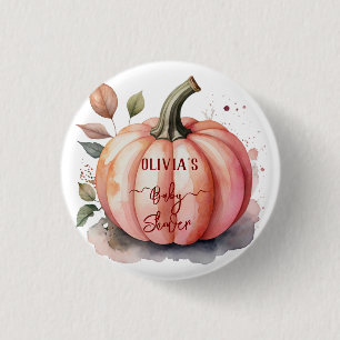 Rosa Pumpkin Watercolor Boho Flicka Shower Knapp