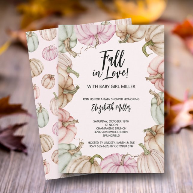 Rosa Pumpkins Baby Shower Inbjudningar (Skapare uppladdad)