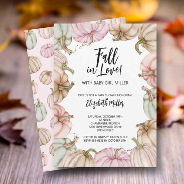 Rosa Pumpkins Baby Shower Inbjudningar (Skapare uppladdad)