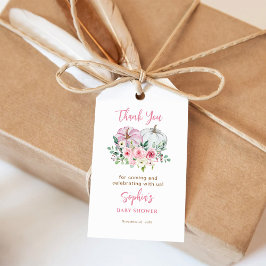 Rosa Pumpkins Baby Shower Tack Presentetikett