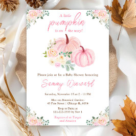 Rosa Pumpkins Blommigt Baby Shower Inbjudningar