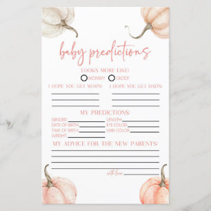 Rosa Pumpkins Fall Baby Shower Prediktions-spel