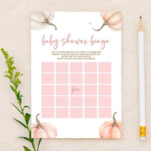 Rosa Pumpkins Fall Bingo Baby Shower Game (Skapare uppladdad)