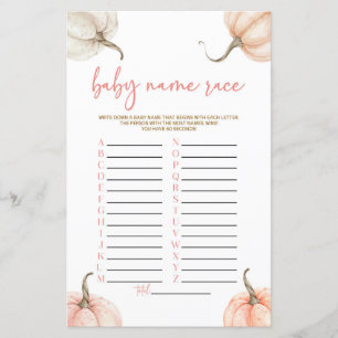 Rosa Pumpkins Fall Namn Tävling Baby Shower Game