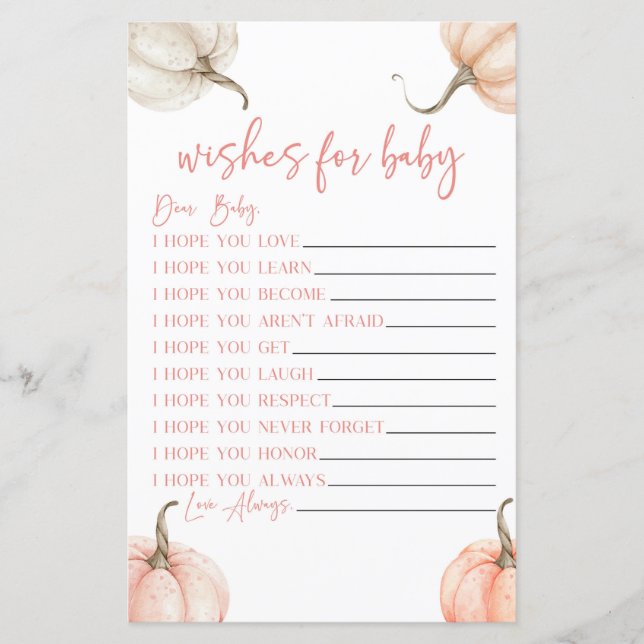 Rosa Pumpkins faller Önskemål för babyskor (Framsida)