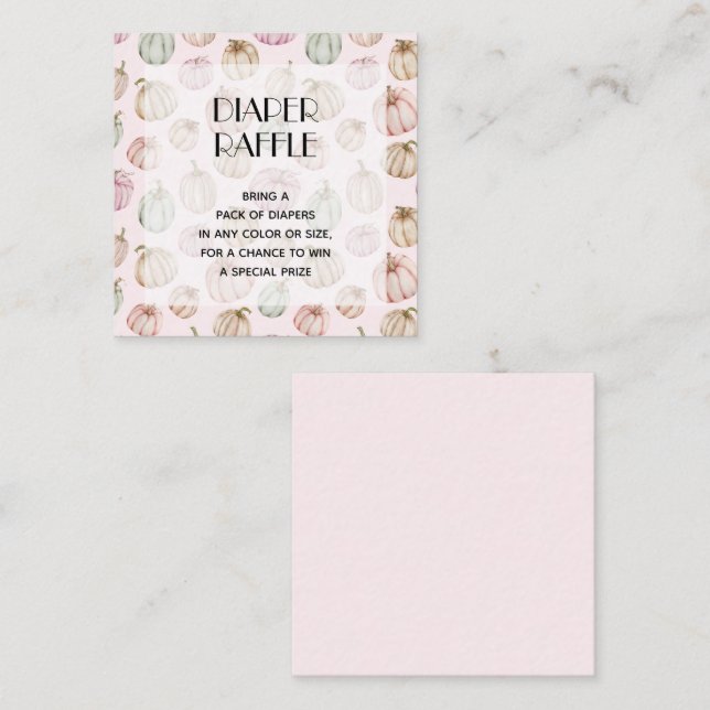 Rosa Pumpkins Girl Baby Diaper Raffle Tilläggskort (Fram/baksida)
