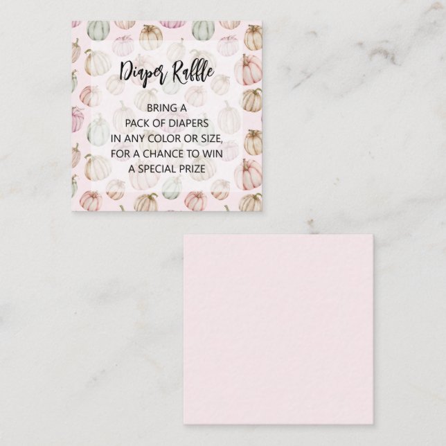 Rosa Pumpkins Girl Baby Diaper Raffle Tilläggskort (Fram/baksida)