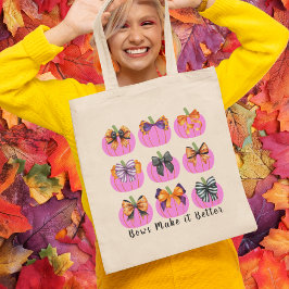 Rosa Pumpkins with Coquette Bows Square Tote Bag Tygkasse