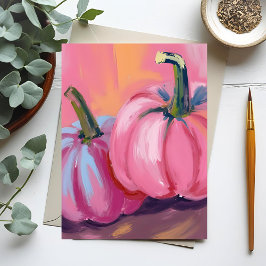 Rosa pumpor Vattenfärg Höst Höstlovskort Julkort