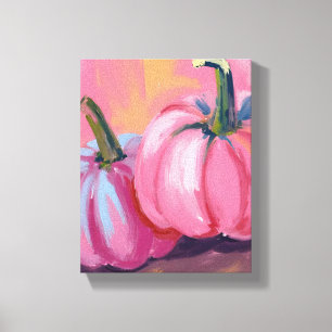 Rosa pumpor Vattenfärg Höstmålning Canvastryck