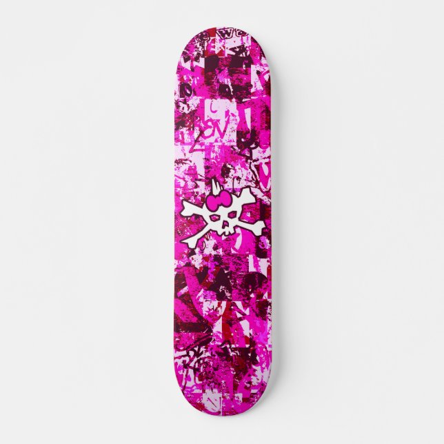 Rosa Punk Döskalle skateboard (Framsida)